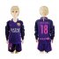 Barcelona #18 Jordi Alba Away Long Sleeves Kid Soccer Club Jersey