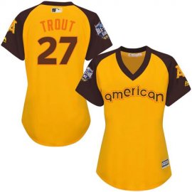 Los Angeles Angels #27 Mike Trout Gold 2016 All-Star American League Womens Stitched MLB Jersey
