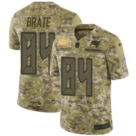 Nike Tampa Bay Buccaneers #84 Cameron Brate Camo Mens Super Bowl LV Champions Patch Stitched NFL Limited 2018 Salute To Service Jersey