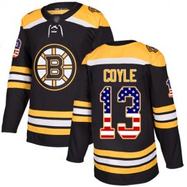 Adidas Boston Bruins #13 Charlie Coyle Black Home Authentic USA Flag Stitched NHL Jersey
