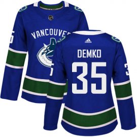 Adidas Vancouver Canucks #35 Thatcher Demko Blue Home Authentic Womens Stitched NHL Jersey