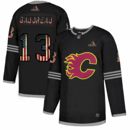 Calgary Flames #13 Johnny Gaudreau Adidas Mens Black USA Flag Limited NHL Jersey