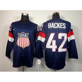 2014 Olympic Team USA #42 David Backes Navy Blue Stitched NHL Jersey