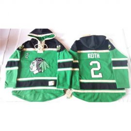 Chicago Blackhawks #2 Duncan Keith Green St. Patricks Day McNary Lace Hoodie Stitched NHL Jersey