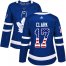 Adidas Toronto Maple Leafs #17 Wendel Clark Blue Home Authentic USA Flag Womens Stitched NHL Jersey