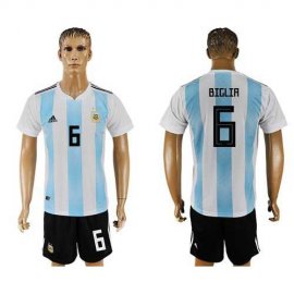 Argentina #6 Biglia Home Soccer Country Jersey