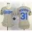 Los Angeles Dodgers #31 Joc Pederson Grey Alternate Road 2018 World Series Womens Stitched MLB Jersey