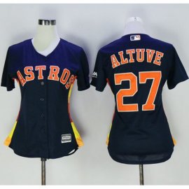 Houston Astros #27 Jose Altuve Navy Blue Alternate Womens Stitched MLB Jersey