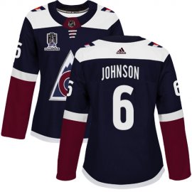 Adidas Colorado Avalanche #6 Erik Johnson Navy Womens 2022 Stanley Cup Champions Alternate Authentic Stitched NHL Jersey Womens