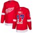 Adidas Detroit Red Wings #17 Brett Hull Red Home Authentic USA Flag Stitched NHL Jersey