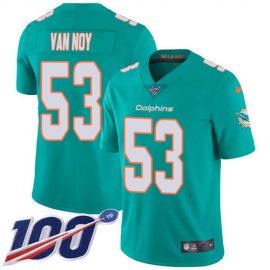 Nike Miami Dolphins #53 Kyle Van Noy Aqua Green Team Color Mens Stitched NFL 100th Season Vapor Untouchable Limited Jersey
