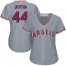 Los Angeles Angels #44 Reggie Jackson Grey Road Womens Stitched MLB Jersey
