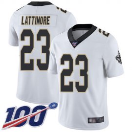 Nike New Orleans Saints #23 Marshon Lattimore White Mens Stitched NFL 100th Season Vapor Limited Jersey