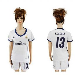 Womens Real Madrid #13 K.Casilla Home Soccer Club Jersey