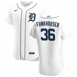 Detroit Tigers #36 Kyle Funkhouser Mens Nike White Home 2020 Authentic Player MLB Jersey