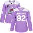 Adidas Colorado Avalanche #92 Gabriel Landeskog Purple Womens 2022 Stanley Cup Final Patch Authentic Fights Cancer Stitched NHL Jersey Womens