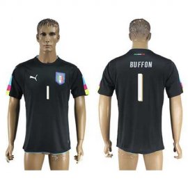 Italy #1 Buffon Black Goalkeeper Soccer Country Jersey