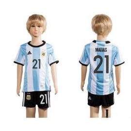 Argentina #21 Matias Home Kid Soccer Country Jersey