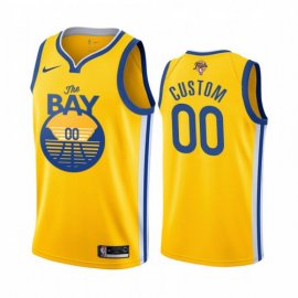 Nike Warriors Custom 2022 NBA Finals Mens Yellow The Bay City Edition Jersey