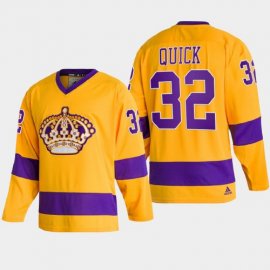 Adidas Los Angeles Kings #32 Jonathan Quick Team Classics Gold Mens NHL 2022 Throwback Jersey Mens
