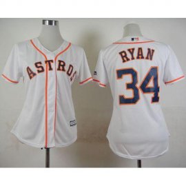 Houston Astros #34 Nolan Ryan White Home Womens Stitched MLB Jersey