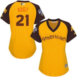 Oakland Athletics #21 Stephen Vogt Gold 2016 All-Star American League Womens Stitched MLB Jersey