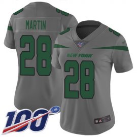 Nike New York Jets #28 Curtis Martin Gray Womens Stitched NFL Limited Inverted Legend 100th Season Jersey