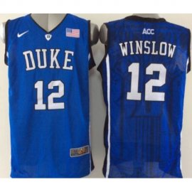Duke Blue Devils #12 Justise Winslow Blue Basketball Stitched NCAA Jersey