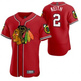 Chicago Blackhawks #2 Duncan Keith Mens 2020 NHL x MLB Crossover Edition Baseball Jersey Red