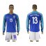 Brazil #13 Marquinhos Away Long Sleeves Soccer Country Jersey