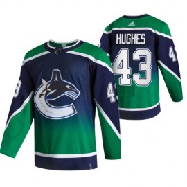 Vancouver Canucks #43 Quinn Hughes Green Mens Adidas 2020-21 Reverse Retro Alternate NHL Jersey