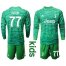 Juventus #77 Buffon Green Goalkeeper Long Sleeves Kid Soccer Club Jersey