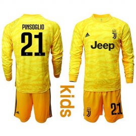 Juventus #21 Pinsoglio Yellow Goalkeeper Long Sleeves Kid Soccer Club Jersey