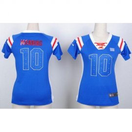 Nike New York Giants #10 Eli Manning Royal Blue Womens Stitched NFL Elite Draft Him Shimmer Jersey