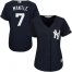 New York Yankees #7 Mickey Mantle Navy Blue Alternate Womens Stitched MLB Jersey