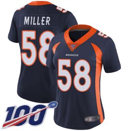 Nike Denver Broncos #58 Von Miller Navy Blue Alternate Womens Stitched NFL 100th Season Vapor Limited Jersey