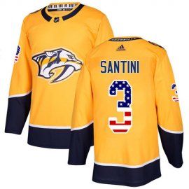 Adidas Nashville Predators #3 Steven Santini Yellow Home Authentic USA Flag Stitched NHL Jersey