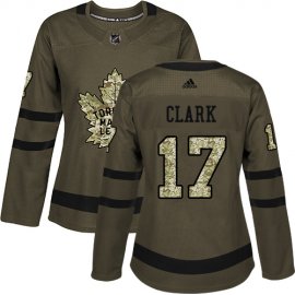 Adidas Toronto Maple Leafs #17 Wendel Clark Green Salute to Service Womens Stitched NHL Jersey