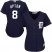 Detroit Tigers #8 Justin Upton Navy Blue Alternate Womens Stitched MLB Jersey