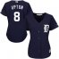 Detroit Tigers #8 Justin Upton Navy Blue Alternate Womens Stitched MLB Jersey