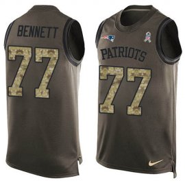 Nike New England Patriots #77 Michael Bennett Green Mens Stitched NFL Limited Salute To Service Tank Top Jersey