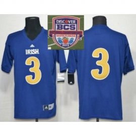 2013 BCS National Championship Notre Dame Fighting Irish 3 Blue Under The Lights College Football Jersey