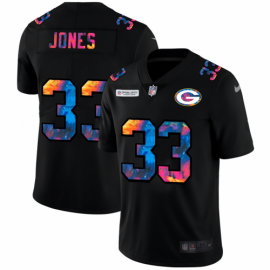 Green Bay Packers #33 Aaron Jones Mens Nike Multi-Color Black 2020 NFL Crucial Catch Vapor Untouchable Limited Jersey