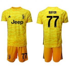 Juventus #77 Buffon Yellow Goalkeeper Soccer Club Jersey