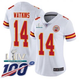 Nike Kansas City Chiefs #14 Sammy Watkins White Super Bowl LIV 2020 Womens Stitched NFL 100th Season Vapor Untouchable Limited Jersey