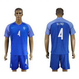 Holland #4 Blind Away Soccer Country Jersey