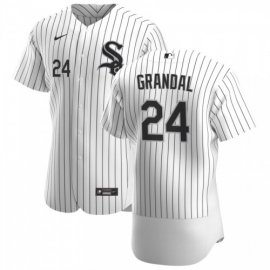 Chicago White Sox #24 Yasmani Grandal Mens Nike White Home 2020 Authentic Player MLB Jersey