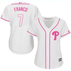 Philadelphia Phillies #7 Maikel Franco White/Pink Fashion Womens Stitched MLB Jersey