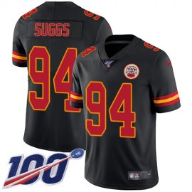Nike Kansas City Chiefs #94 Terrell Suggs Black Mens Stitched NFL Limited Rush 100th Season Jersey
