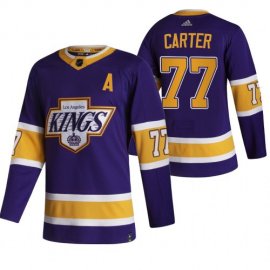 Los Angeles Kings #77 Jeff Carter Black Mens Adidas 2020-21 Reverse Retro Alternate NHL Jersey